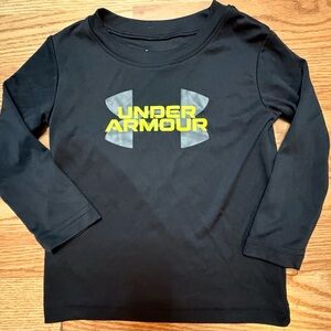 Under Armour Kids Black and Yellow Logo Long Sleeve Athletic Shirt Size 18 Month